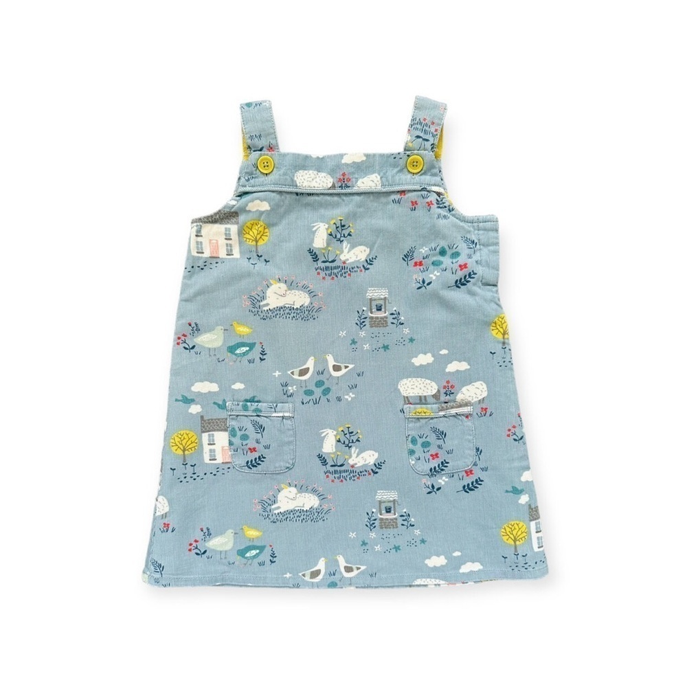 Baby Boden blue farm corduroy dress 18/24m